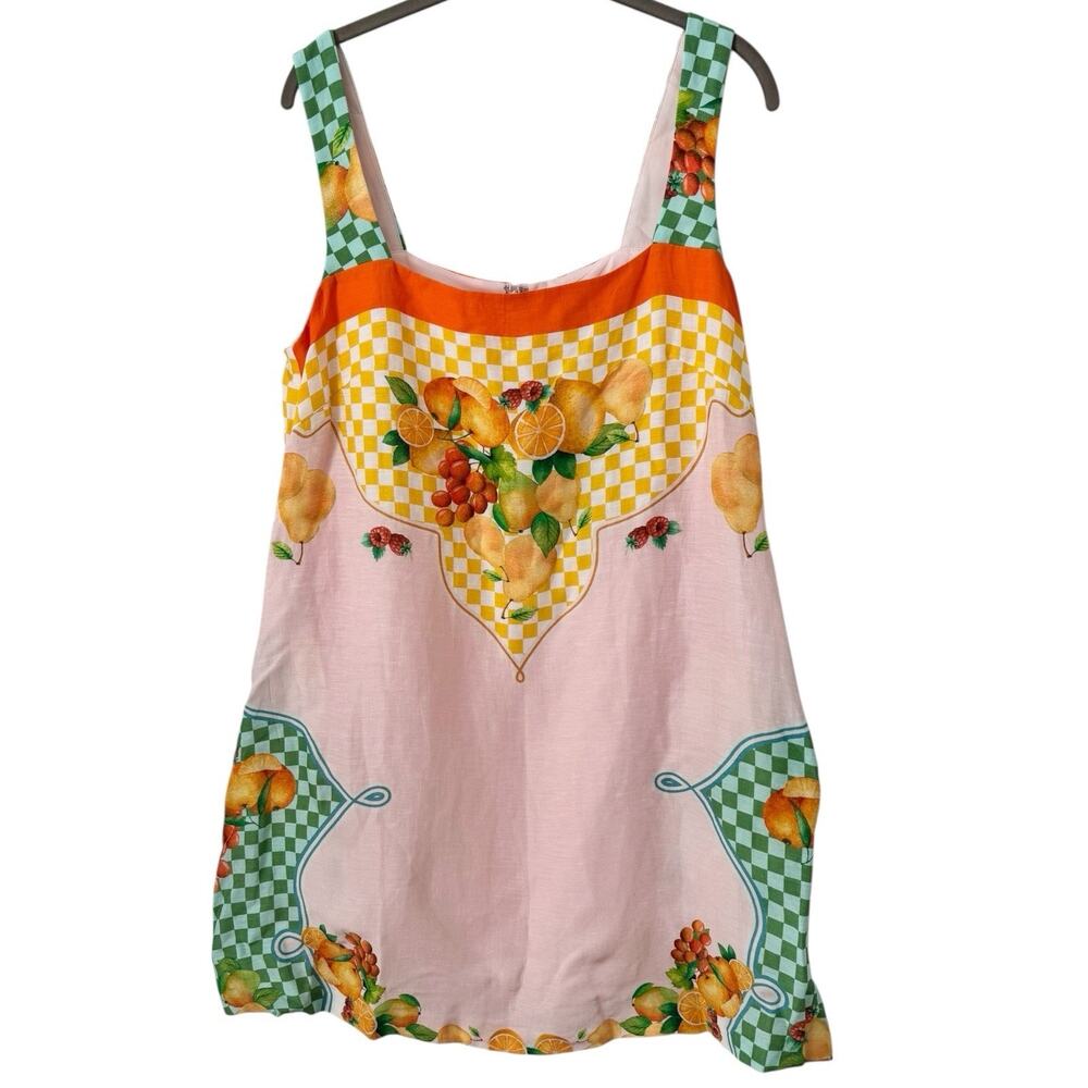 NWT Antonio Melani Eliana Fruit Printed Linen Square Neck Sleeveless Dress Large - Picture 3 of 10
